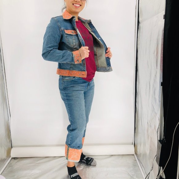 Vintage Jackets & Blazers - Vintage Very Vera Embroidered Lace Jean Outfit